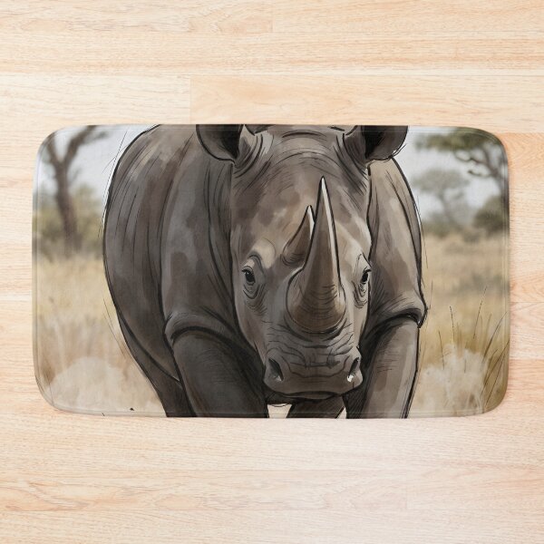 Item preview, Black Rhinoceros Diceros Africa Serengeti Savanna Landscape designed and sold by RubisLeaf.