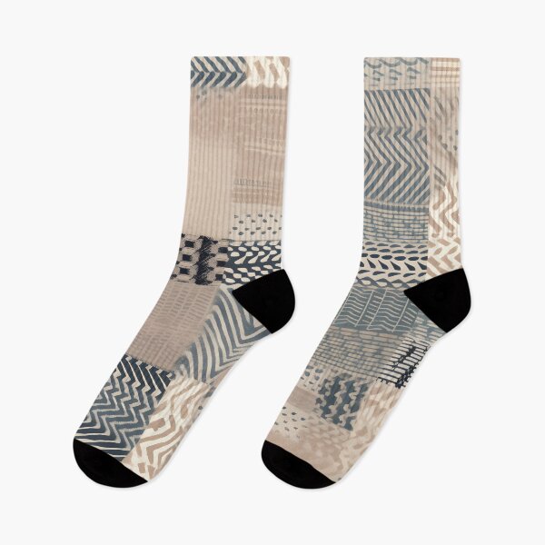 Item preview, Soft Earth Geometry Neutral Patchwork Pattern designed and sold by Hashola Designs.