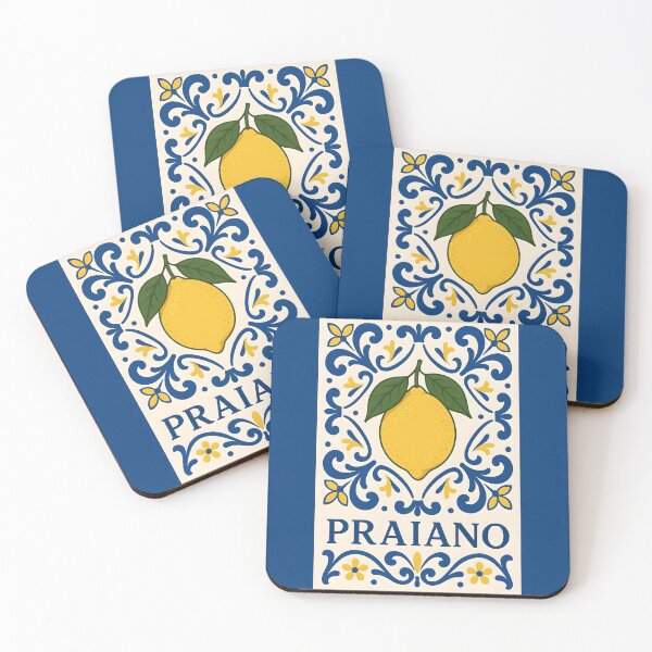 Item preview, Praiano Amalfi Coast – Italian Lemon Blue Tile Pattern Design designed and sold by EmeraldeaArt.