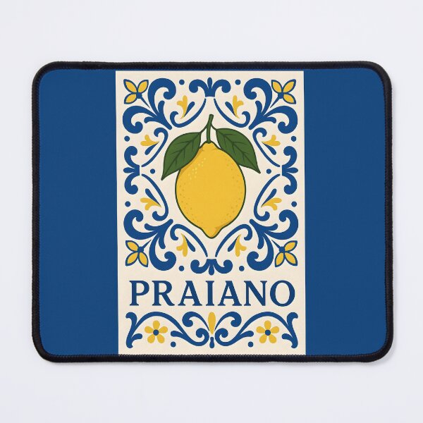 Item preview, Praiano Amalfi Coast – Italian Lemon Blue Tile Pattern Design designed and sold by EmeraldeaArt.