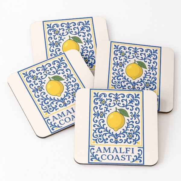 Item preview, Amalfi Coast Lemon – Blue Ornament Tile Italia Design designed and sold by EmeraldeaArt.