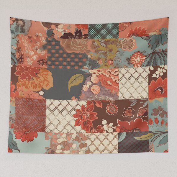 Item preview, Rustic Bloom Patchwork Floral Pattern designed and sold by Hashola Designs.