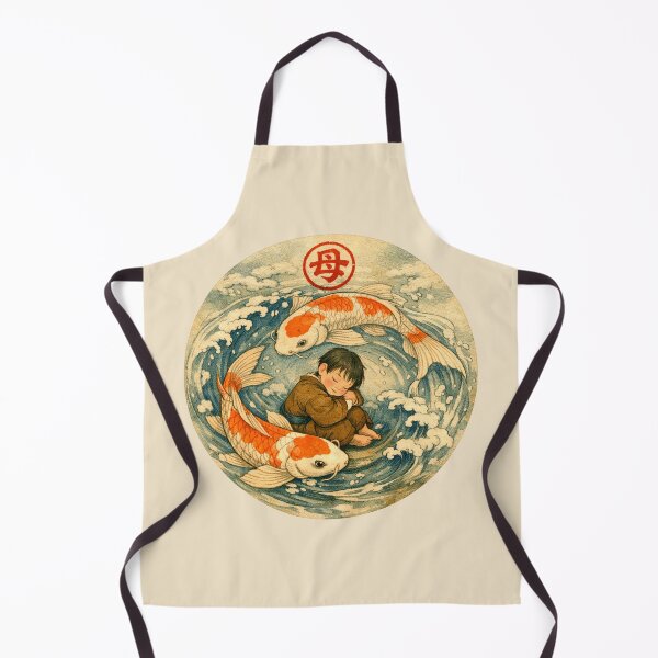 Item preview, Copy of Japanese Mother and Child Wave Vintage Ukiyoe Art big red letter mother nature sign red circle designed and sold by VISO-art.