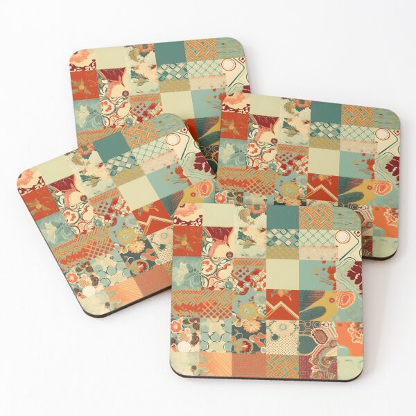 Item preview, Coastal Bloom Patchwork Retro Pattern designed and sold by Hashola Designs.
