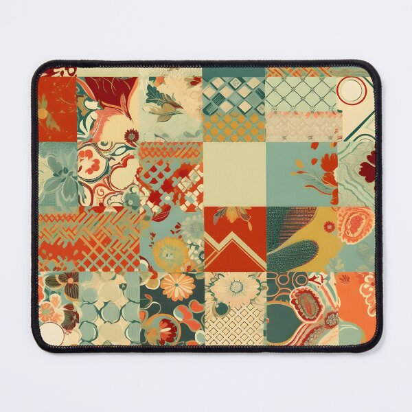 Item preview, Coastal Bloom Patchwork Retro Pattern designed and sold by Hashola Designs.