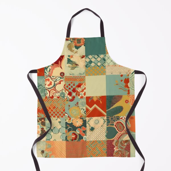 Item preview, Coastal Bloom Patchwork Retro Pattern designed and sold by Hashola Designs.