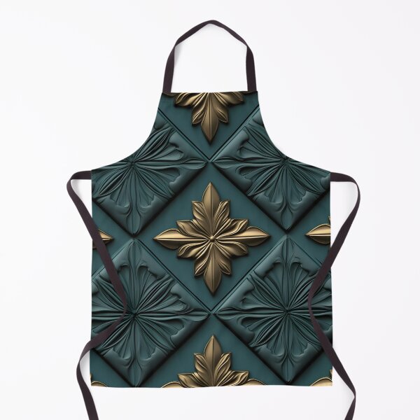 Item preview, Midnight Teal and Gold Luxury Tile Pattern designed and sold by Hashola Designs.