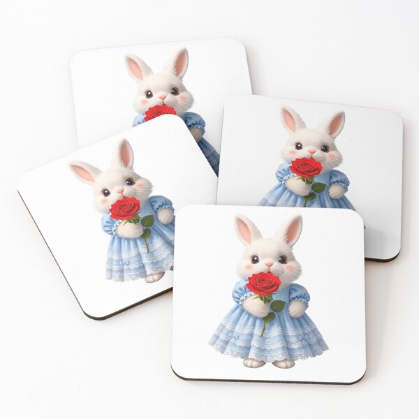 Item preview, Sweet Victorian Bunny with Red Rose – Coquette Nursery Art designed and sold by lovelistivkaa.