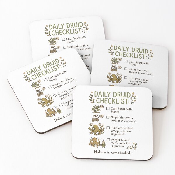 Item preview, Daily Druid Checklist Speak With Plants Negotiate Badger Octopus Nature Is Complicated designed and sold by Fenay Designs.