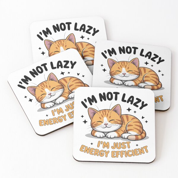 Item preview, I’m Not Lazy I’m Just Energy Efficient Funny Cat designed and sold by Cool-cat-art.