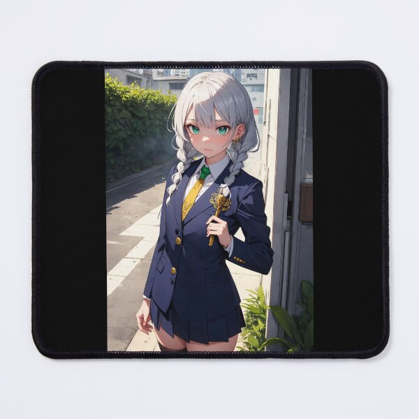Item preview, Komoto Kamezu - Silver Haired Anime Girl in Elegant School Uniform designed and sold by iloveanimechibi.