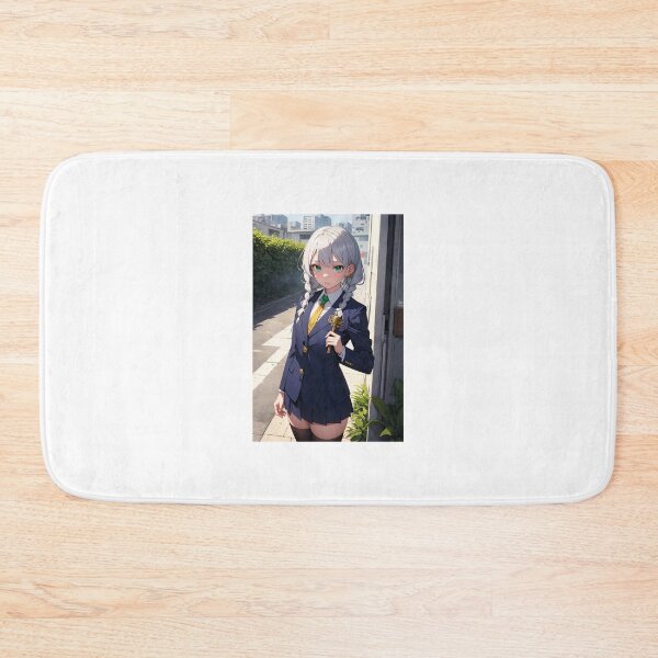 Item preview, Komoto Kamezu - Silver Haired Anime Girl in Elegant School Uniform designed and sold by iloveanimechibi.