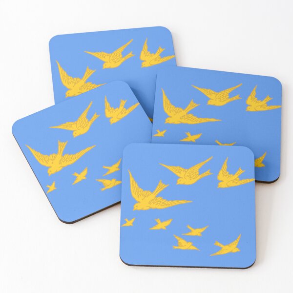 Item preview, Flight of Peaceful Pigeon Birds in Blue Sky | Golden Wings Nature Illustrated designed and sold by Based History.