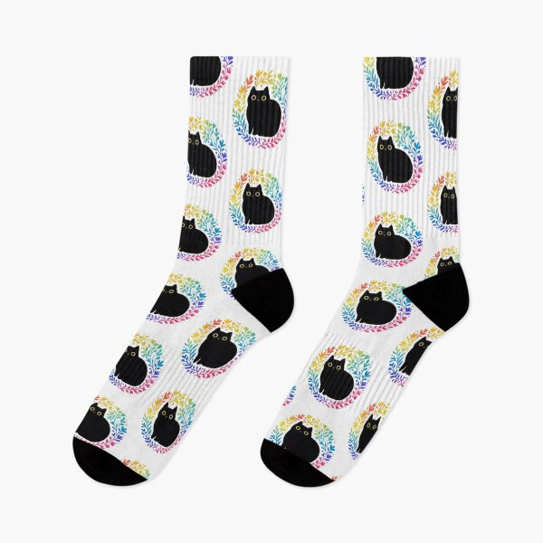 Item preview, Black Cat Rainbow Floral Magical Minimal designed and sold by SiarheiYur.