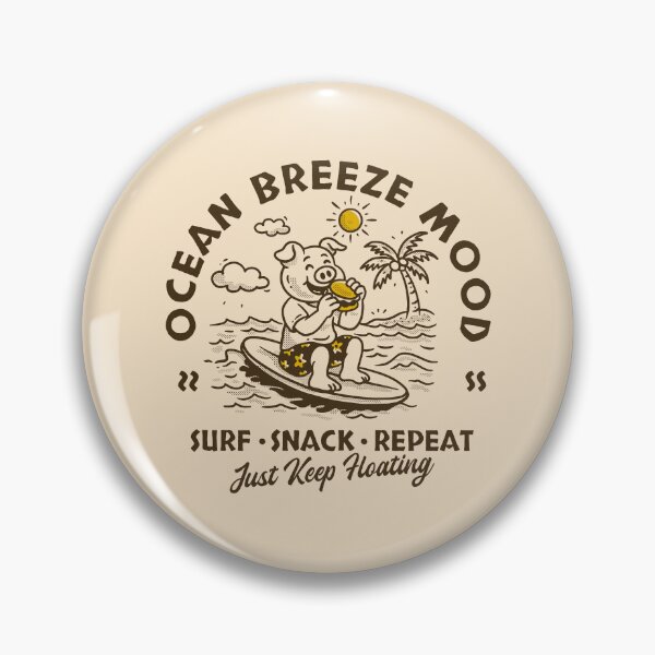 Item preview, Ocean Breeze Mood Surf Snack Repeat Cute Pig Surfing Design designed and sold by adipra.