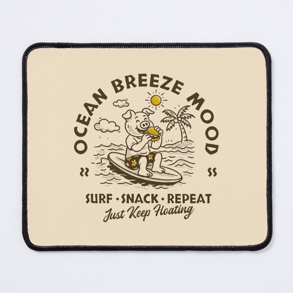 Item preview, Ocean Breeze Mood Surf Snack Repeat Cute Pig Surfing Design designed and sold by adipra.