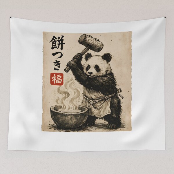 Item preview, Panda Mochi Maker Japanese Ink Style Art designed and sold by SiarheiYur.