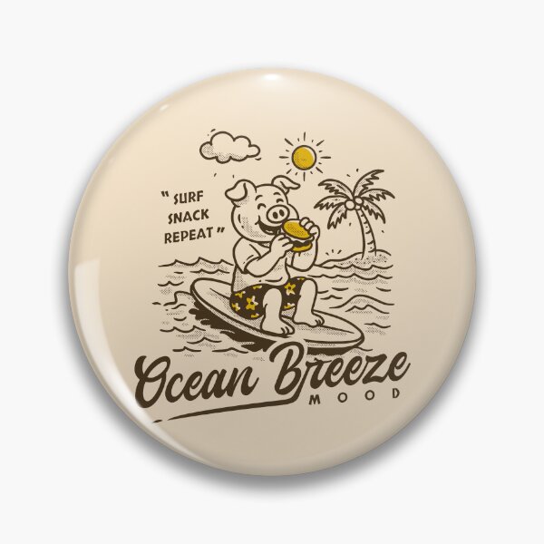Item preview, Ocean Breeze Mood Surf Snack Repeat Cute Pig Surfing Design designed and sold by adipra.