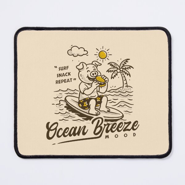 Item preview, Ocean Breeze Mood Surf Snack Repeat Cute Pig Surfing Design designed and sold by adipra.