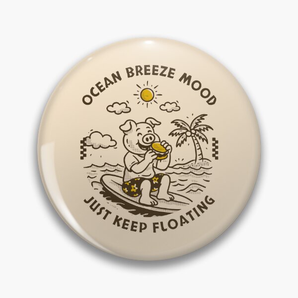 Item preview, Ocean Breeze Mood Surf Snack Repeat Cute Pig Surfing Design designed and sold by adipra.