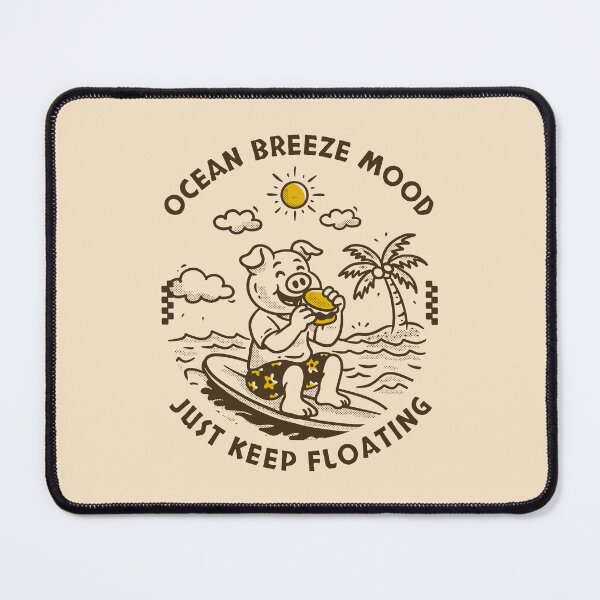 Item preview, Ocean Breeze Mood Surf Snack Repeat Cute Pig Surfing Design designed and sold by adipra.