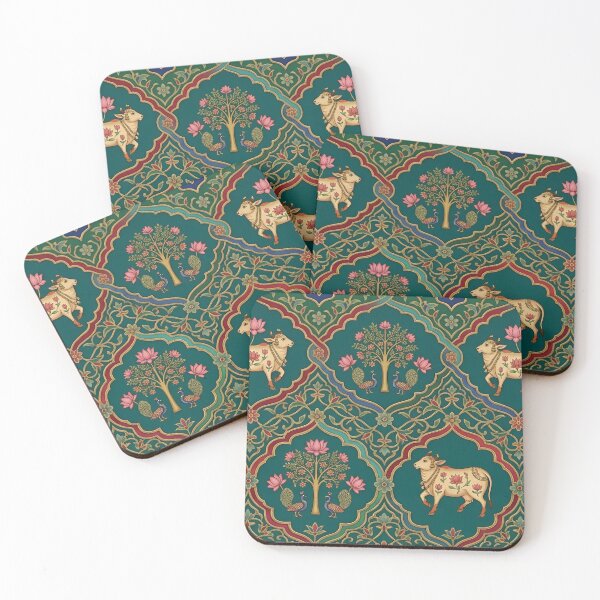 Item preview, Traditional Indian Pichwari Art Sacred Cow and Lotus Pattern designed and sold by RajRang.