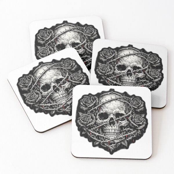 Item preview, A Dark Moody Botanical Skull With Black Roses. designed and sold by grandhub.
