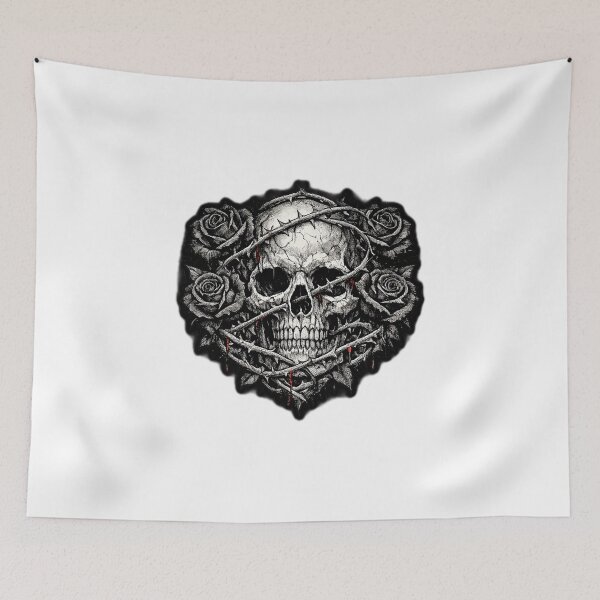 Item preview, A Dark Moody Botanical Skull With Black Roses. designed and sold by grandhub.