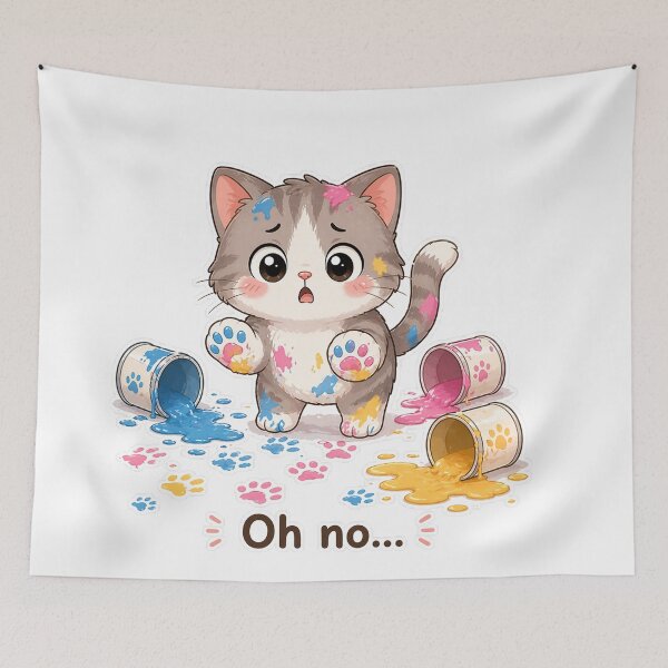 Item preview, Guilty Cat Stepped on Paint Oh No Moment designed and sold by Sadia  Jannat.