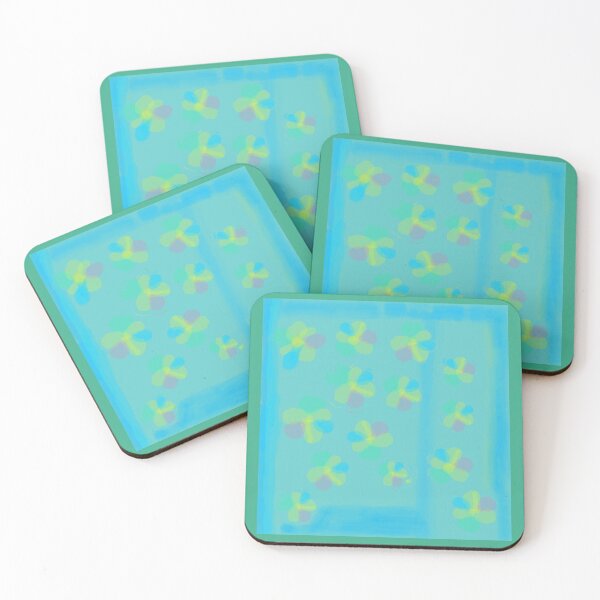 Item preview, Pastel Four-Leaf Blooms on Aqua designed and sold by The_Clock.