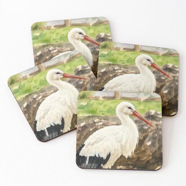 Item preview, Watercolor of a Majestic White Stork designed and sold by Miradas del Mundo.