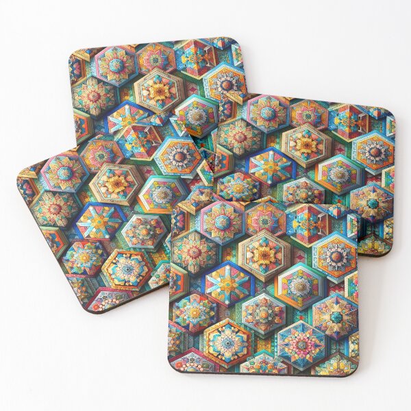 Item preview, Colorful Hexagon Mosaic Mandala Pattern Art designed and sold by Apex Designs.
