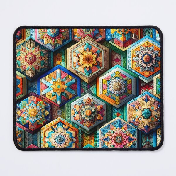Item preview, Colorful Hexagon Mosaic Mandala Pattern Art designed and sold by Apex Designs.