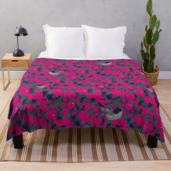 Item preview, Title: Blackcap Warbler in Bougainvillea Tropical Bird Botanical designed and sold by HillsandSheep.