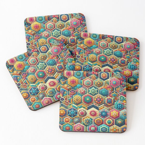 Item preview, Colorful Hexagon Tile Mosaic Pattern Art designed and sold by Apex Designs.