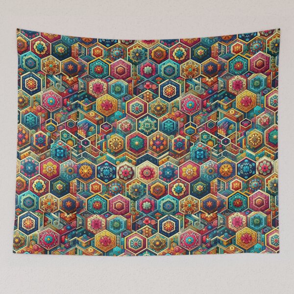 Item preview, Colorful Hexagon Tile Mosaic Pattern Art designed and sold by Apex Designs.