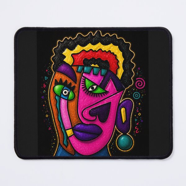 Item preview, Neon Afro Cubist Dream Portrait designed and sold by ZunZunArt.
