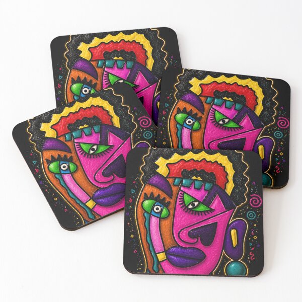 Item preview, Neon Afro Cubist Dream Portrait designed and sold by ZunZunArt.