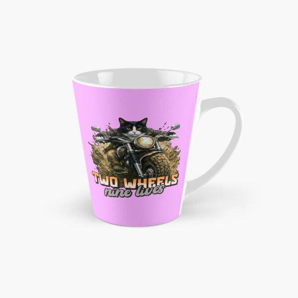 Item preview, Tuxedo Cat Motorcycle Art – Two Wheels Nine Lives Biker Cat Print Design designed and sold by PixelsPaws.