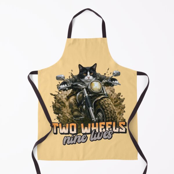 Item preview, Tuxedo Cat Motorcycle Art – Two Wheels Nine Lives Biker Cat Print Design designed and sold by PixelsPaws.