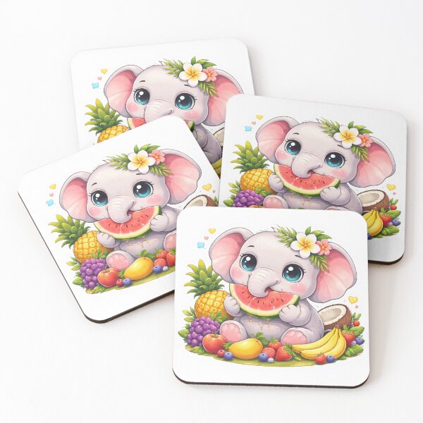 Item preview, Adorable Baby Elephant Eating Watermelon with Fruits Sticker designed and sold by  Artify Lab.