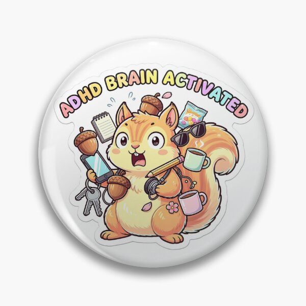 Item preview, ADHD Brain Activated Squirrel Sticker | Funny Neurodivergent Kawaii Humor designed and sold by ShowOwnCreate.