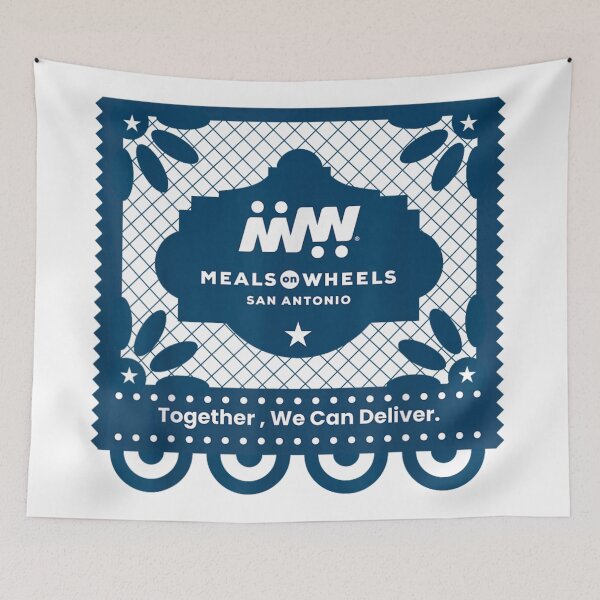 Item preview, Together We Can Deliver San Antonio Charity Papel Picado Blue Graphic Design designed and sold by WilliaMaler.