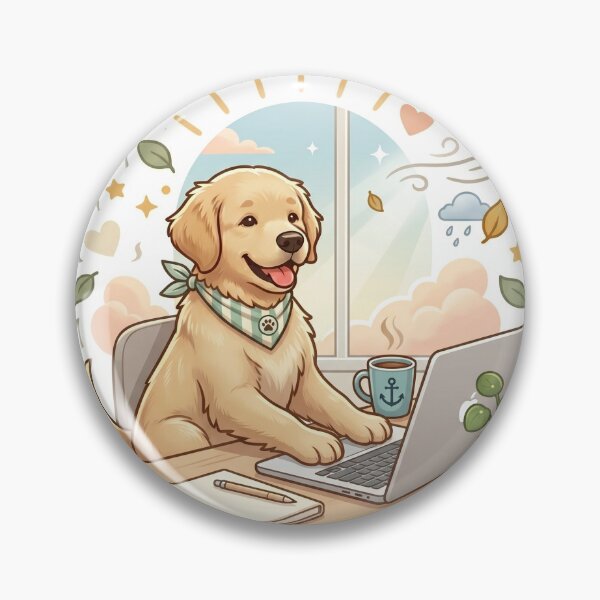 Item preview, Soft Beige Puppy Working on Laptop with Coffee – Cozy Minimal Home Office Aesthetic Sticker designed and sold by wildbest.