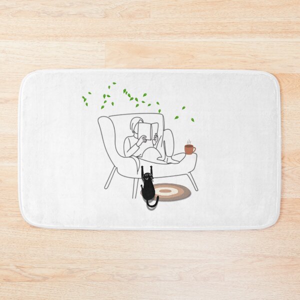 Item preview, Minimalist Cozy Nook - Girl Reading and Black Cat Art designed and sold by EarthScience.