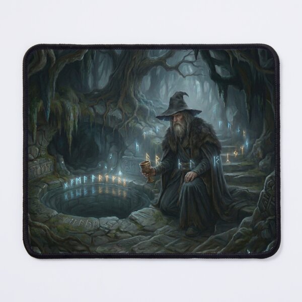 Item preview, Odin at Mímir's Well: High-Fantasy Art Print designed and sold by ValhallaFantasy.
