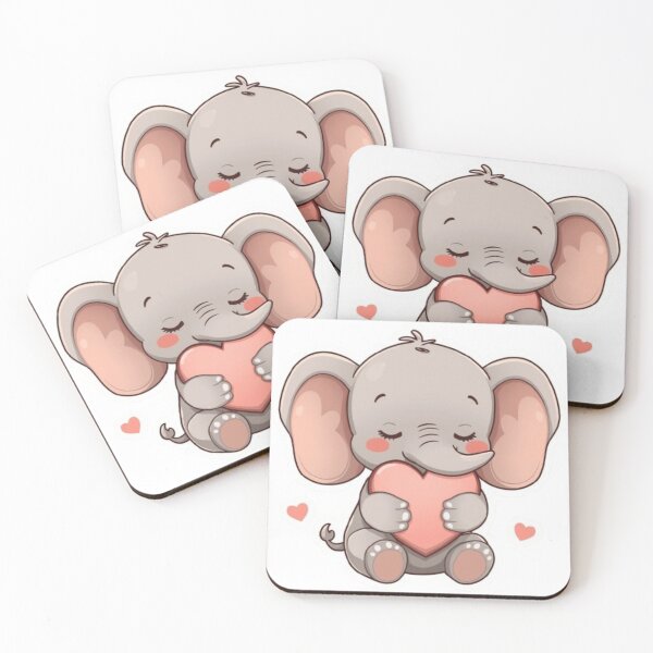 Item preview, Cute Baby Elephant Dreamy -  Hugged Heart Kawaii Soft Tones designed and sold by DigitfanStudio.