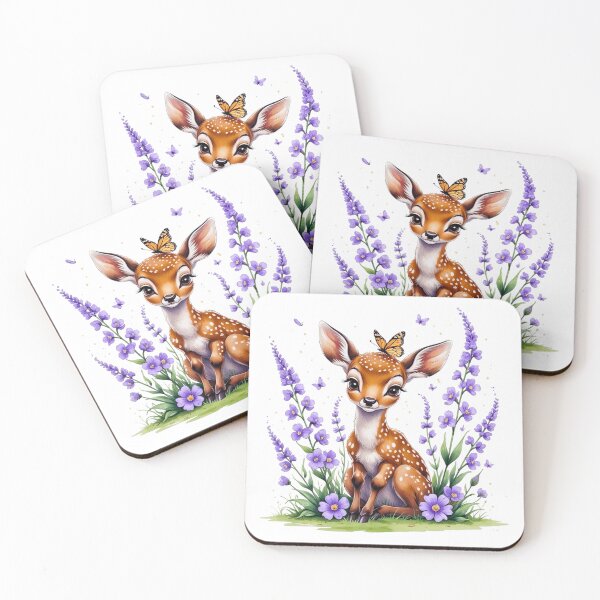 Item preview, Cute Baby Deer with Violet Flower February Birth Month Art designed and sold by AQUILAKREO.