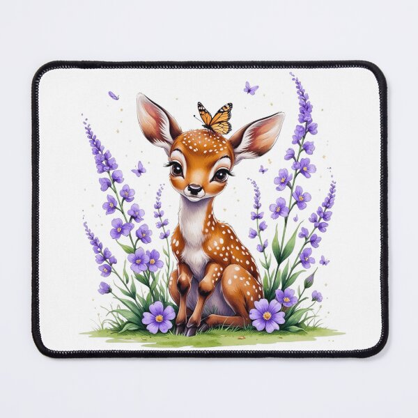 Item preview, Cute Baby Deer with Violet Flower February Birth Month Art designed and sold by AQUILAKREO.