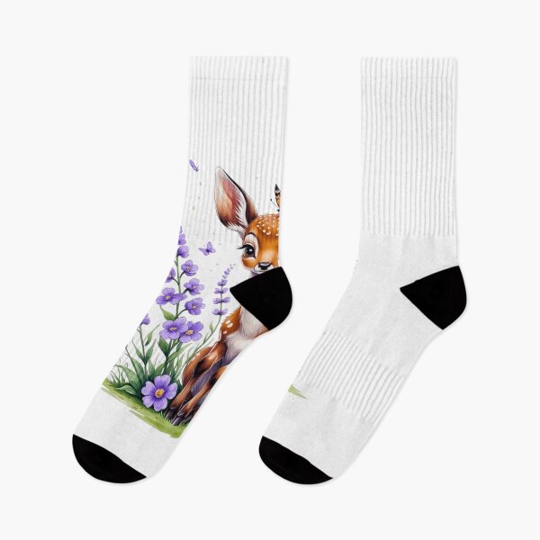 Item preview, Cute Baby Deer with Violet Flower February Birth Month Art designed and sold by AQUILAKREO.